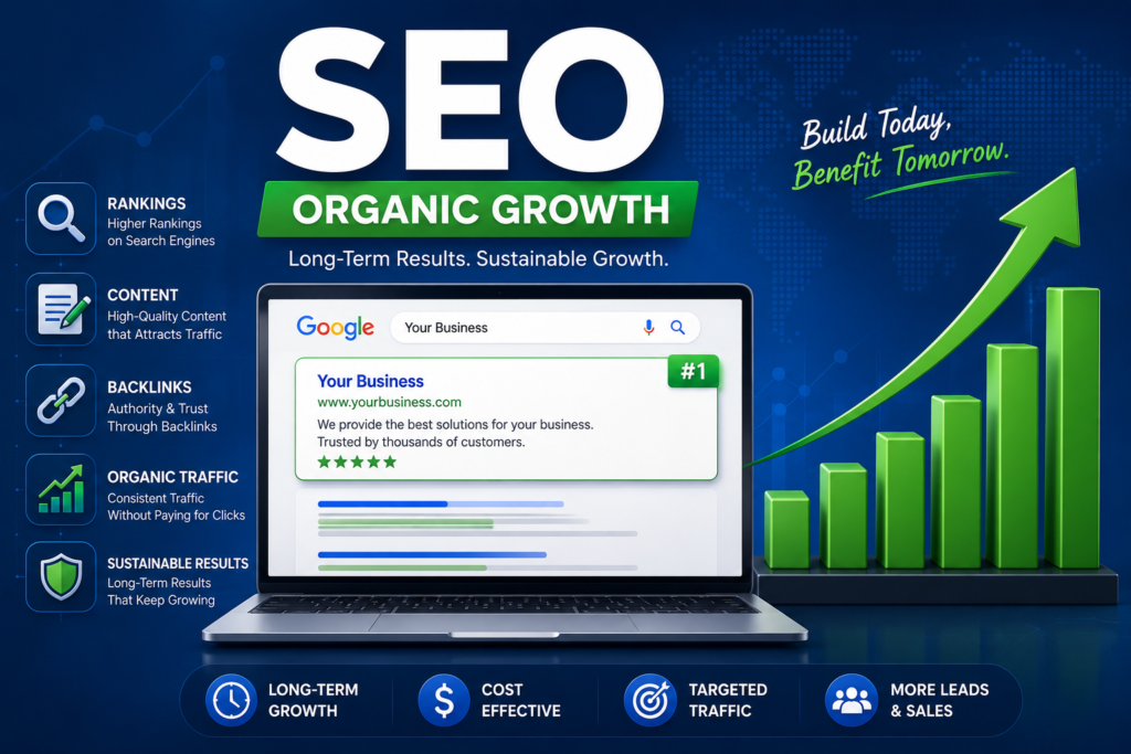 an image with the Details about SEO and it's Applications